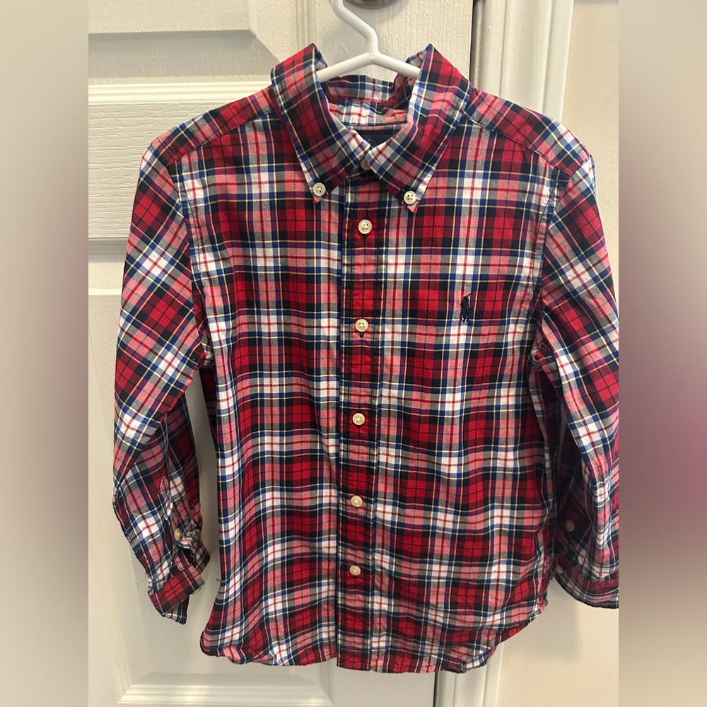 Ralph Lauren Red, White & Blue Plaid Button-Down Shirt